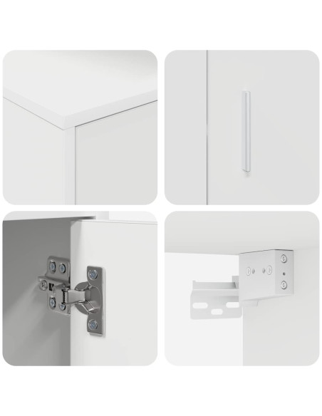 Set mobile TV Montaggio a parete 4 pcs Bianco Legno multistrato