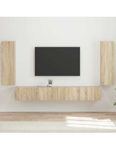 Set di Mobiletto da TV a Parete 4 pcs Rovere Sonoma
