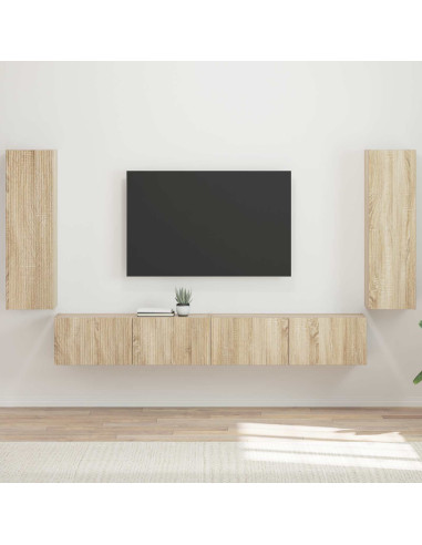 Set di Mobiletto da TV a Parete 4 pcs Rovere Sonoma