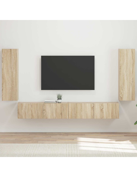 Set di Mobiletto da TV a Parete 4 pcs Rovere Sonoma