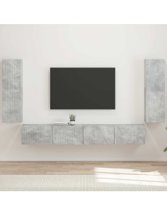 Set di Mobiletto da TV a Parete 4 pcs Grigio cemento