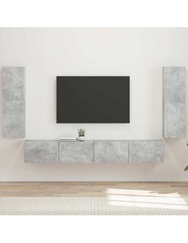 Set di Mobiletto da TV a Parete 4 pcs Grigio cemento