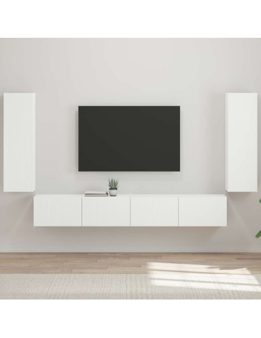 Set di Mobiletto da TV a Parete 4 pcs Bianco Lucido