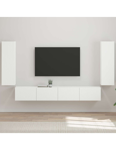 Set di Mobiletto da TV a Parete 4 pcs Bianco Lucido