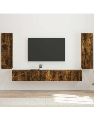 Set di Mobiletto da TV a Parete 4 pcs Rovere fumé