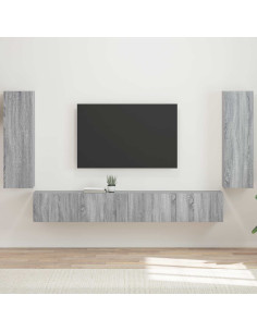 Set di Mobiletto da TV a Parete 4 pcs Grigio Sonoma