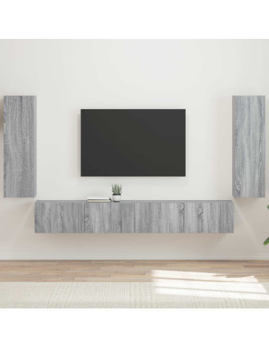 Set di Mobiletto da TV a Parete 4 pcs Grigio Sonoma