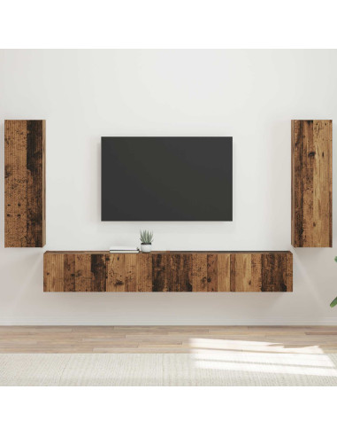 Set di Mobiletto da TV a Parete 4 pcs Legno vecchio