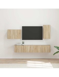 Set di Mobiletto da TV a Parete 4 pcs Rovere Sonoma