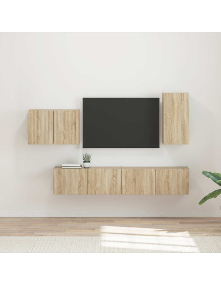 Set di Mobiletto da TV a Parete 4 pcs Rovere Sonoma