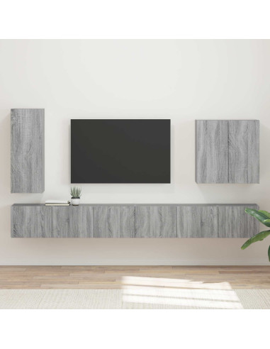 Montaggio a parete 6 pcs Grigio Sonoma