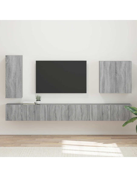 Montaggio a parete 6 pcs Grigio Sonoma