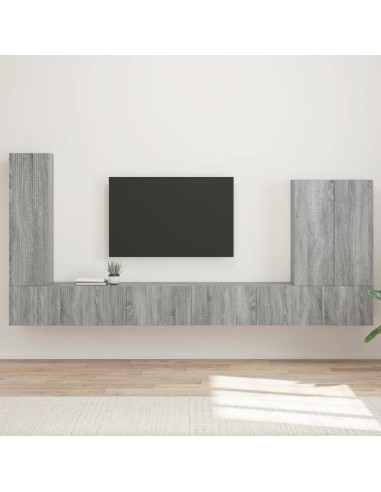 Montaggio a parete 6 pcs Grigio Sonoma