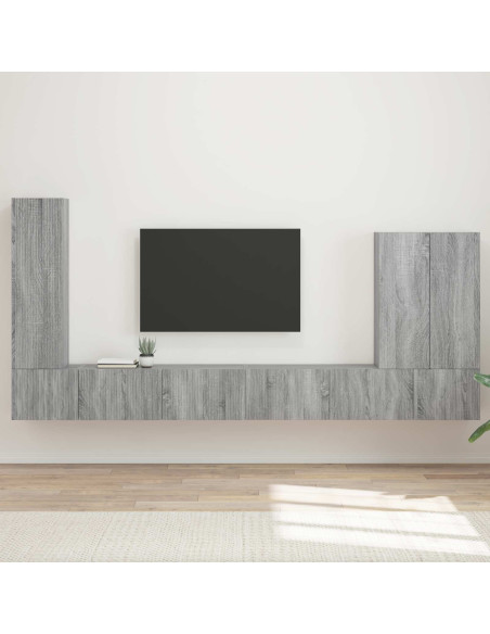 Montaggio a parete 6 pcs Grigio Sonoma