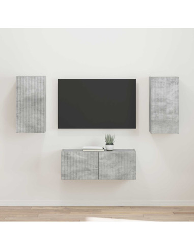 Set mobile TV 2 pcs Grigio cemento Legno multistrato