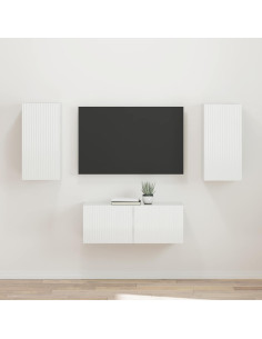 Set mobile TV 2 pcs Bianco Lucido Legno multistrato
