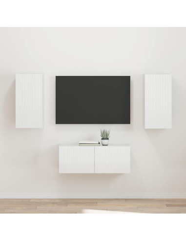 Set mobile TV 2 pcs Bianco Lucido Legno multistrato