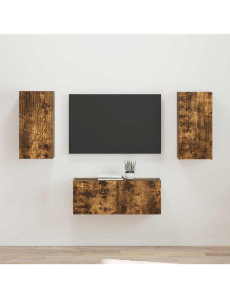 Set mobile TV 2 pcs Rovere fumé Legno multistrato