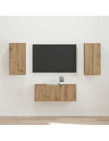 Set mobile TV 2 pcs Rovere artigianale Legno multistrato