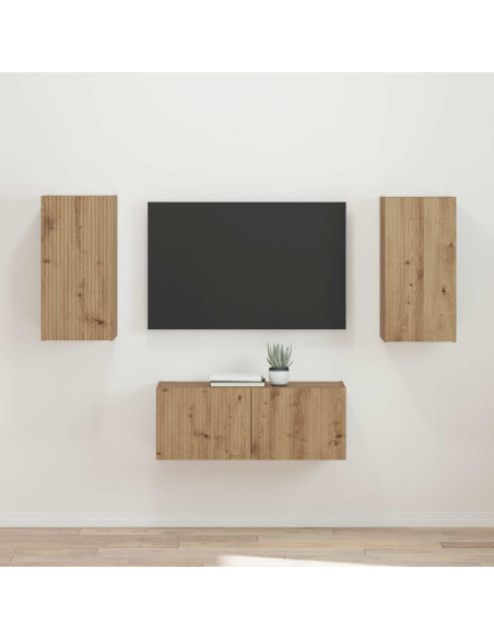 Set mobile TV 2 pcs Rovere artigianale Legno multistrato