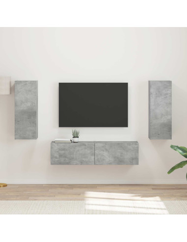 Set mobile TV 2 pcs Grigio cemento Legno multistrato