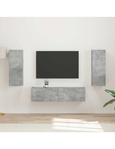 Set mobile TV 2 pcs Grigio cemento Legno multistrato