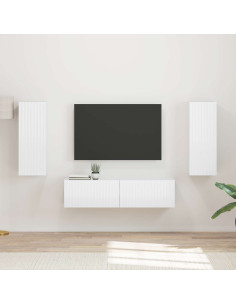 Set mobile TV 2 pcs Bianco Lucido Legno multistrato
