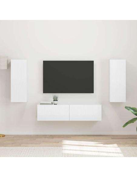 Set mobile TV 2 pcs Bianco Lucido Legno multistrato