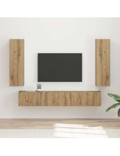 Set mobile TV 3 pcs Rovere artigianale Legno multistrato