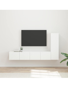 Set mobile TV Montaggio a parete 3 pcs Bianco Legno multistrato
