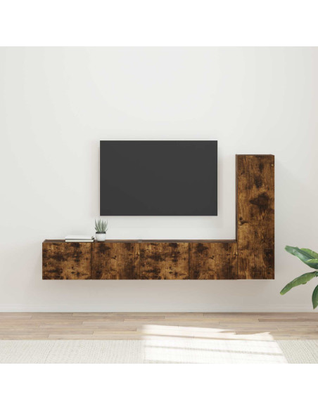 Set mobile TV 3 pcs Rovere fumé Legno multistrato