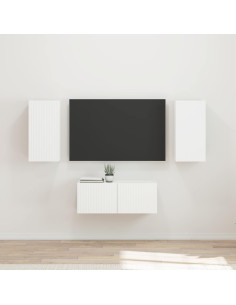 Set mobile TV Montaggio a parete 6 pcs Bianco Legno multistrato