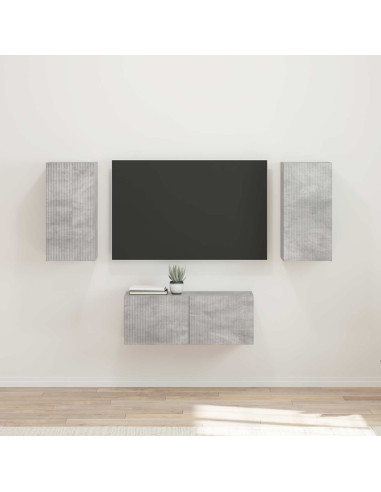 Set mobile TV 6 pcs Grigio cemento Legno multistrato