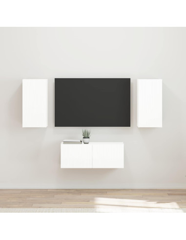 Set mobile TV 6 pcs Bianco Lucido Legno multistrato