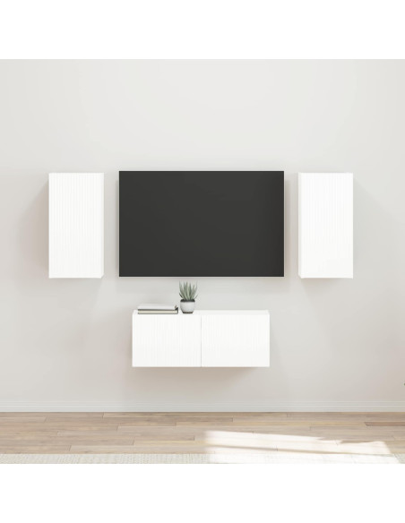 Set mobile TV 6 pcs Bianco Lucido Legno multistrato