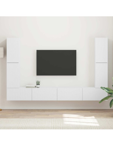 Set mobile TV 8 pcs Bianco Legno multistrato