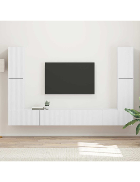 Set mobile TV 8 pcs Bianco Legno multistrato