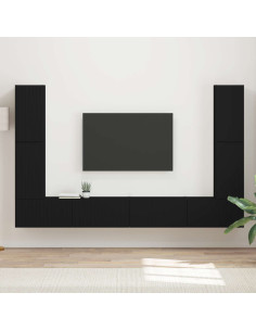 Set mobile TV 8 pcs Nero Legno multistrato