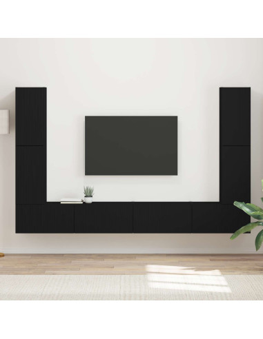 Set mobile TV 8 pcs Nero Legno multistrato