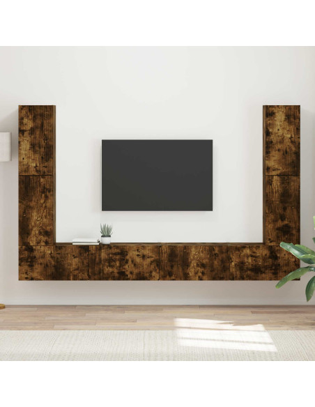 Set mobile TV 8 pcs Rovere fumé Legno multistrato