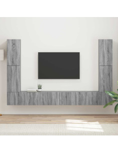 Set mobile TV 8 pcs Grigio Sonoma Legno multistrato