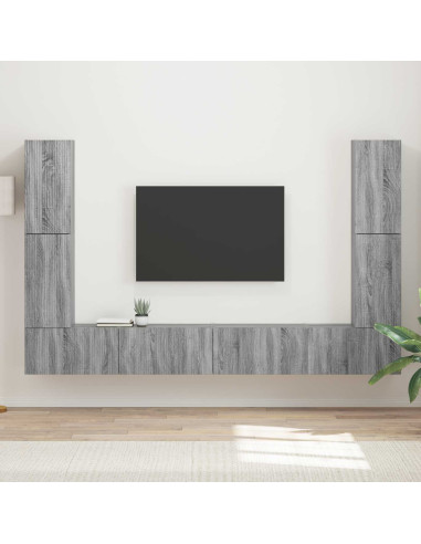 Set mobile TV 8 pcs Grigio Sonoma Legno multistrato