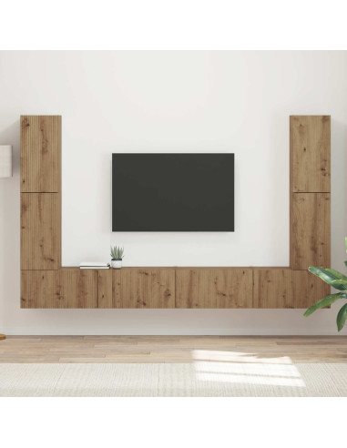 Set mobile TV 8 pcs Rovere artigianale Legno multistrato