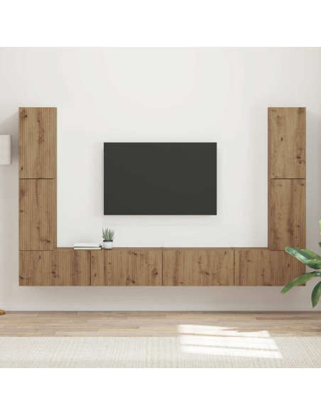 Set mobile TV 8 pcs Rovere artigianale Legno multistrato