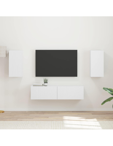 Set mobile TV 4 pcs Bianco Legno multistrato