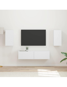 Set mobile TV 4 pcs Bianco Legno multistrato