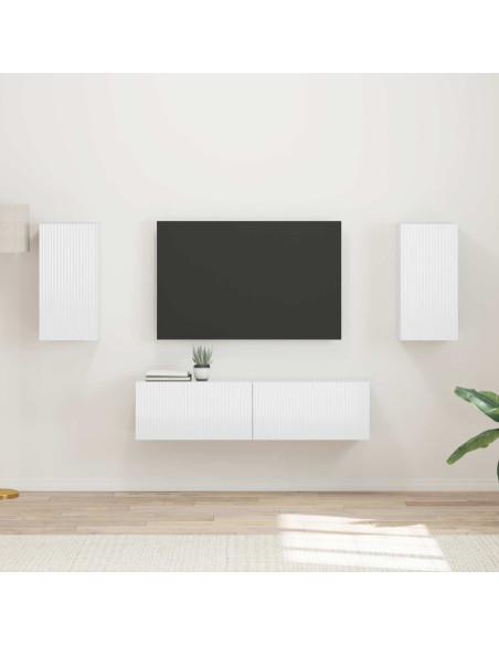 Set mobile TV 4 pcs Bianco Lucido Legno multistrato