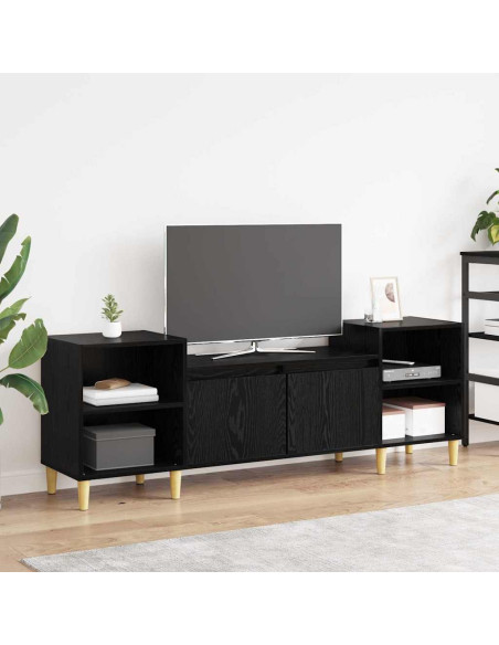 Mobile TV Rovere Nero 160 x 35 x 55 cm Legno multistrato