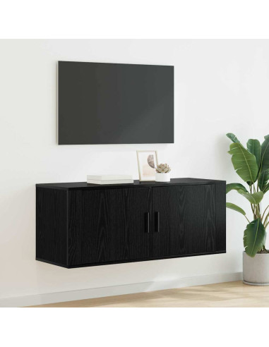 Mobile TV da parete Rovere Nero 100 x 34,5 x 40 cm