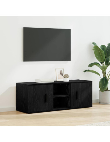 Mobile TV Rovere Nero 100 x 31,5 x 35 cm Legno multistrato